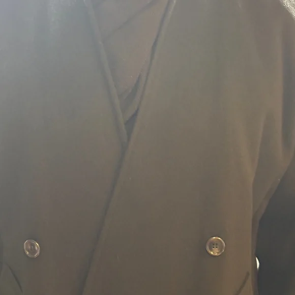 Vintage Michael Tong Black Wool Double-Breasted Long Coat - Picture 6 of 16